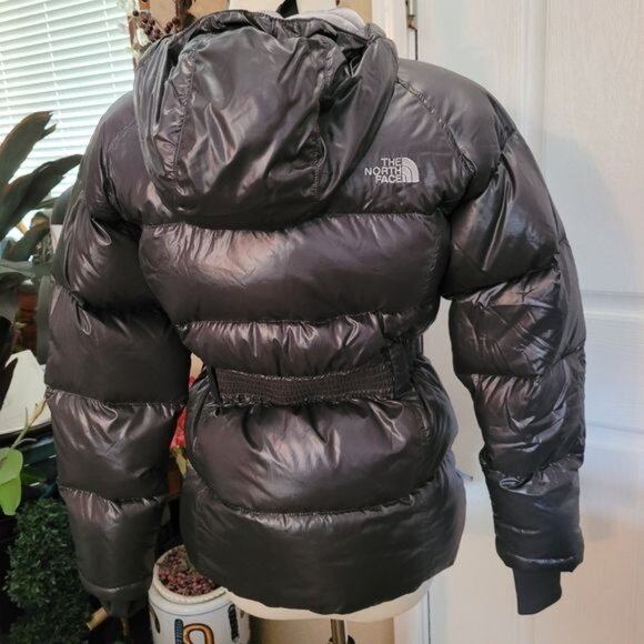 Girls The North Face Puffer Jacket Gray Hood Hoodie Size 14 16 Large 550 - Picture 10 of 12